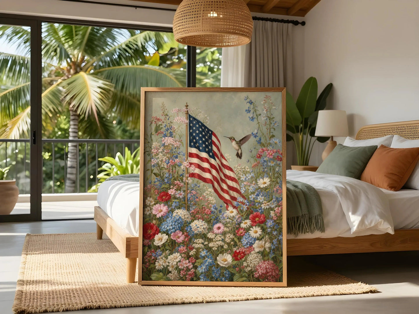 American Flag Wall Art, Patriotic Wall Art,American Decor,Wildflower