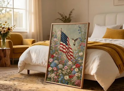 American Flag Wall Art, Patriotic Wall Art,American Decor,Wildflower