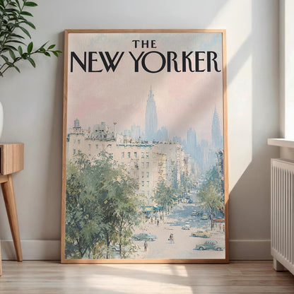Vintage New Yorker Magazine Cover Print – Impressionistic NYC Street Scene, Mid-Century Cityscape Wall Art, Framed or Unframed Poster