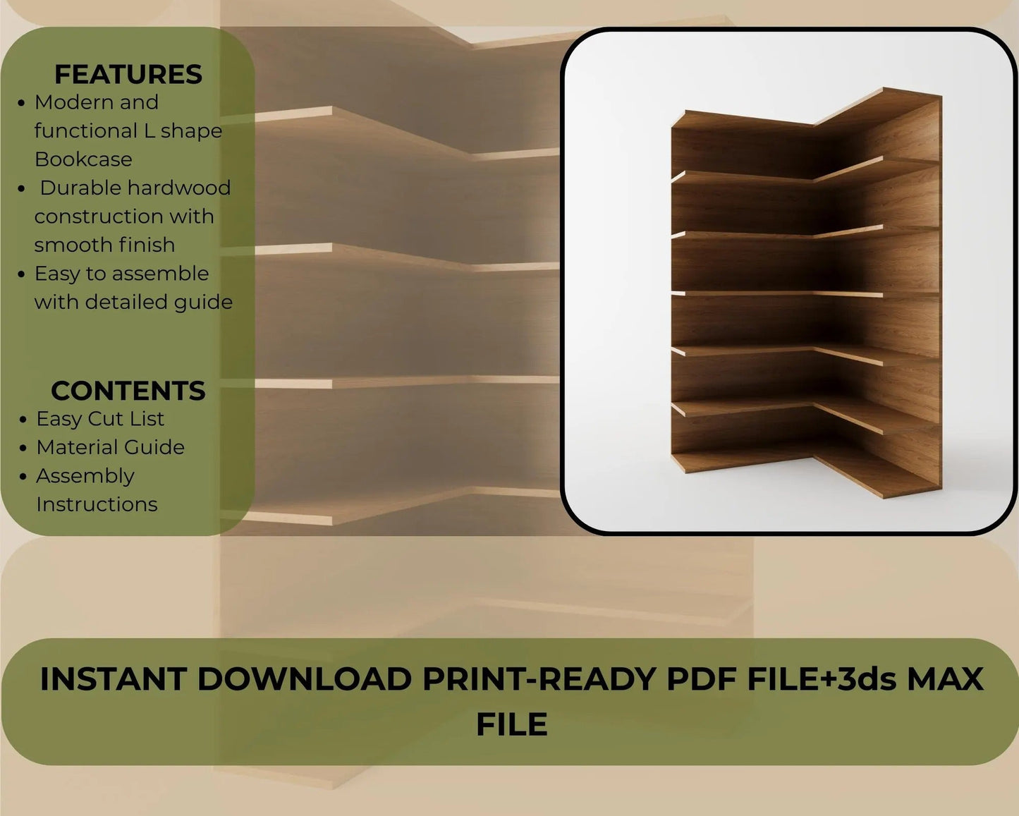 DIY Wooden Furniture Plans | L Shape Bookcase | Woodworking Project