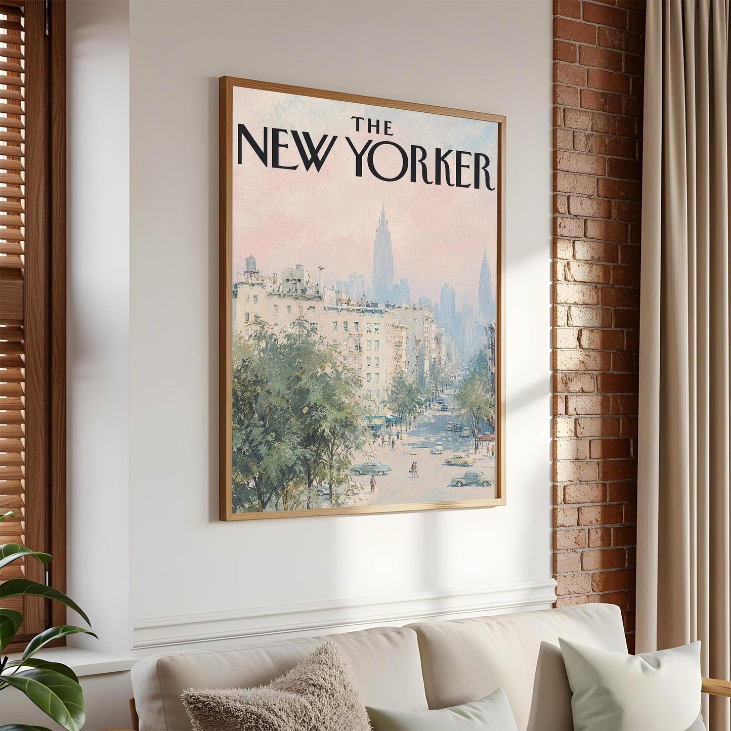 Vintage New Yorker Magazine Cover Print – Impressionistic NYC Street Scene, Mid-Century Cityscape Wall Art, Framed or Unframed Poster