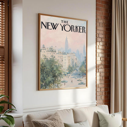 Vintage New Yorker Magazine Cover Print – Impressionistic NYC Street Scene, Mid-Century Cityscape Wall Art, Framed or Unframed Poster