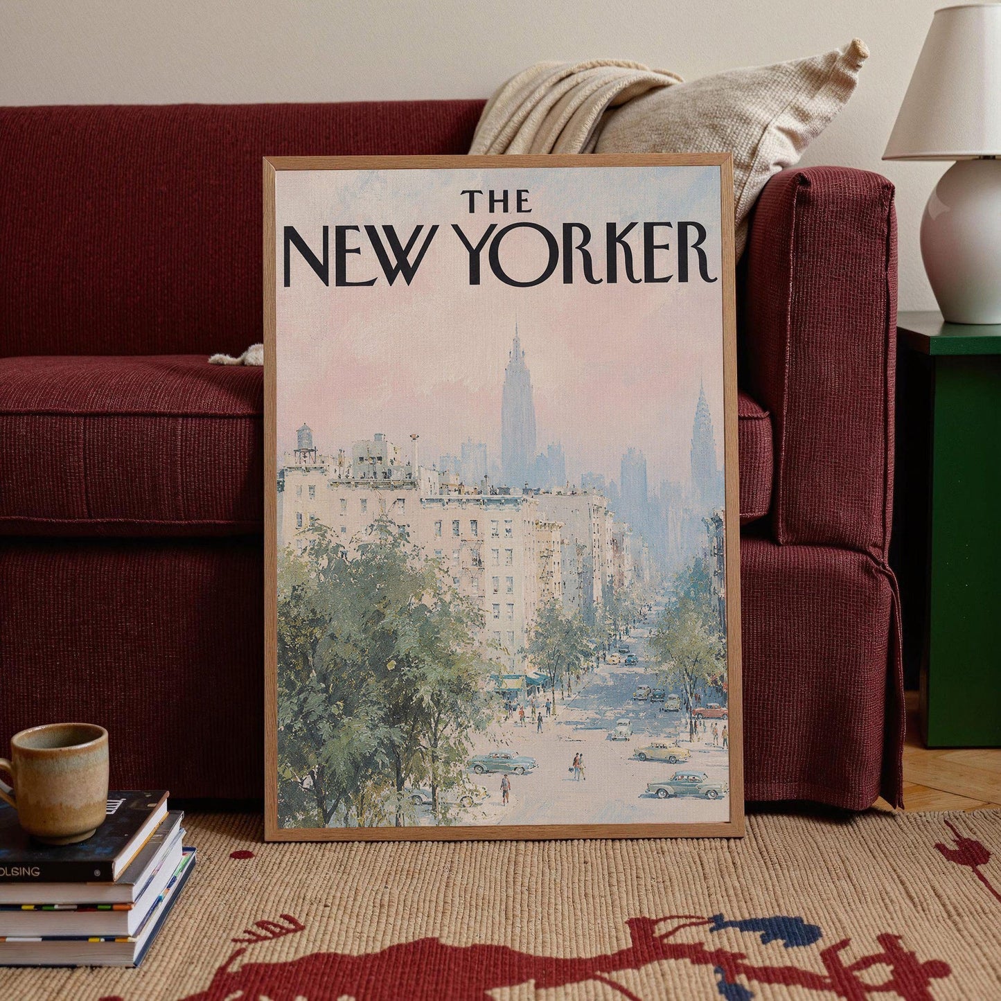Vintage New Yorker Magazine Cover Print – Impressionistic NYC Street Scene, Mid-Century Cityscape Wall Art, Framed or Unframed Poster