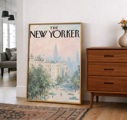 Vintage New Yorker Magazine Cover Print – Impressionistic NYC Street Scene, Mid-Century Cityscape Wall Art, Framed or Unframed Poster