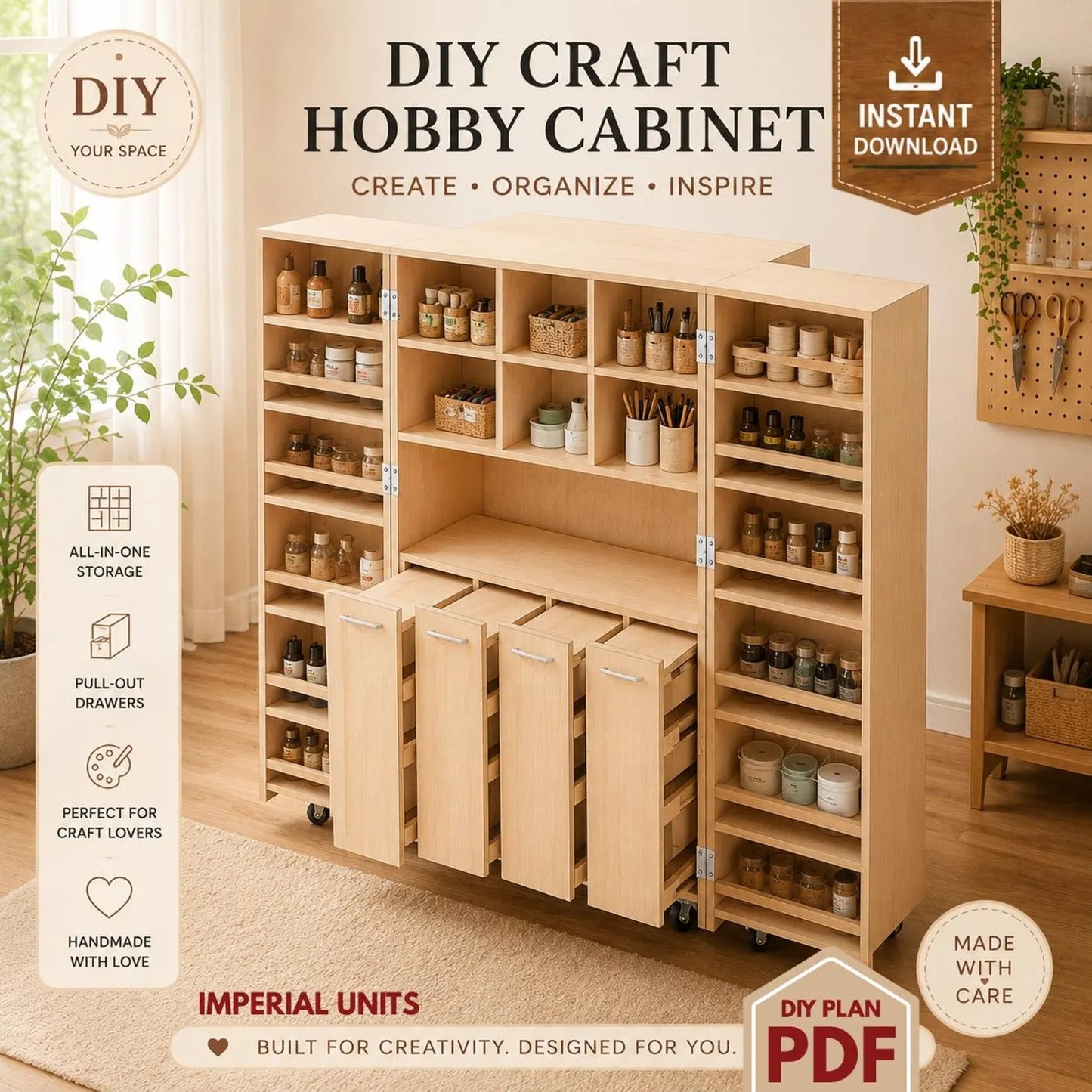 DIY Expandable Craft Cabinet: Mobile Workstation Storage